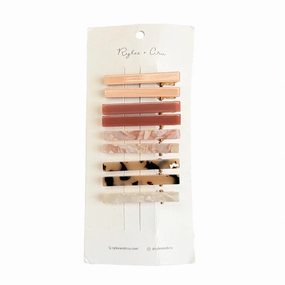 Rylee + Cru Girls’ Tortoise/Marble Slider Barrette Clips—9pk